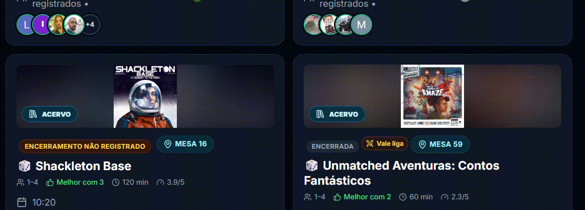 Navegação real por jogos do acervo conectados às mesas físicas de um evento